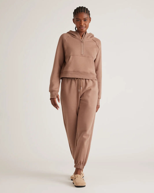 Organic Heavyweight Fleece Cropped Half Zip Hoodie - US 9320