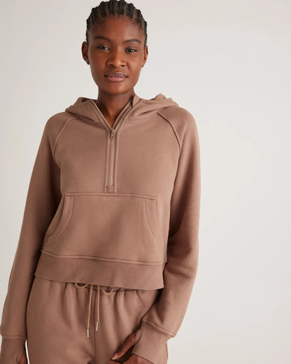 Organic Heavyweight Fleece Cropped Half Zip Hoodie - US 9320