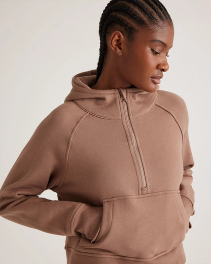 Organic Heavyweight Fleece Cropped Half Zip Hoodie - US 9320