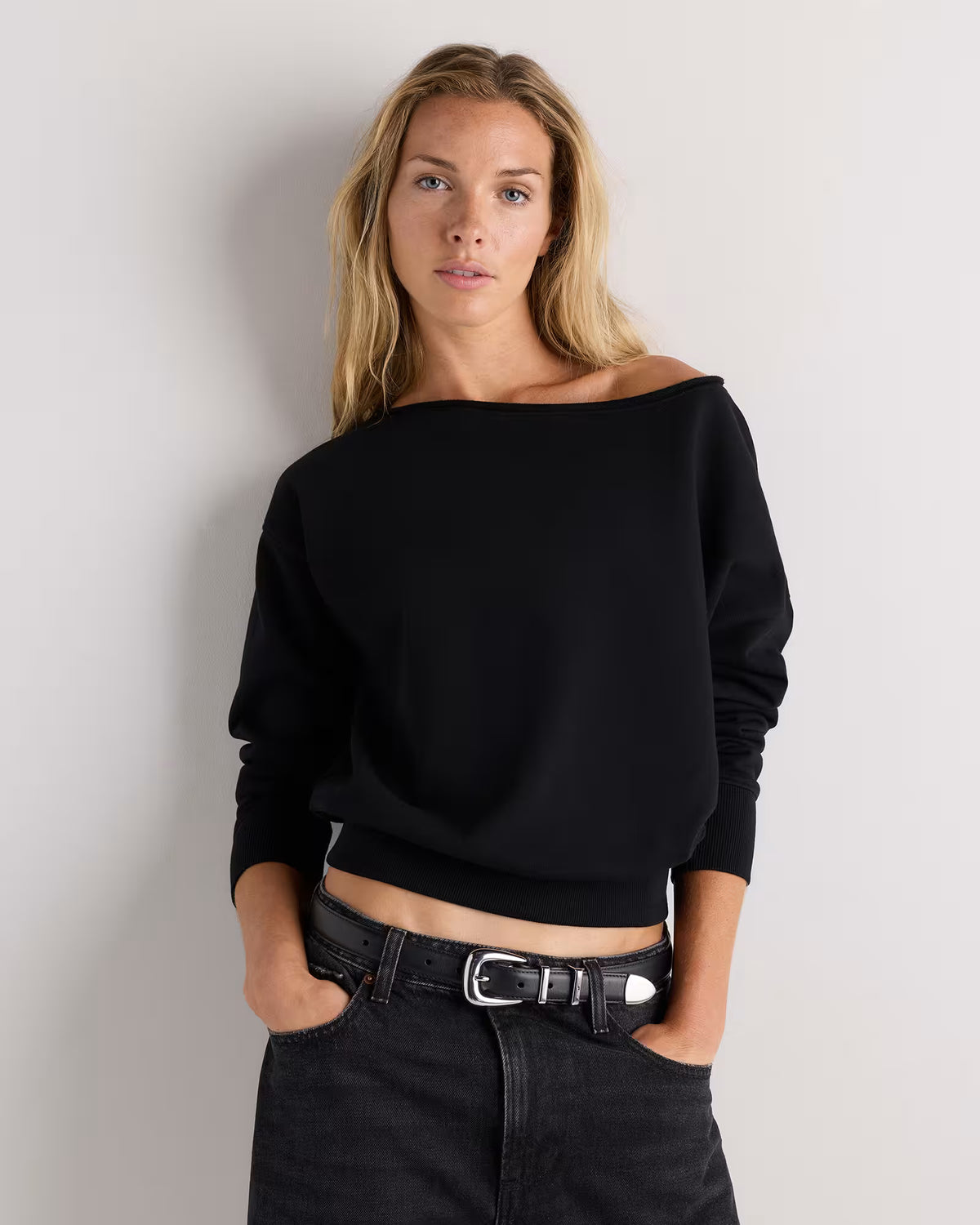 Organic French Terry Off-Shoulder Sweatshirt - US 2723