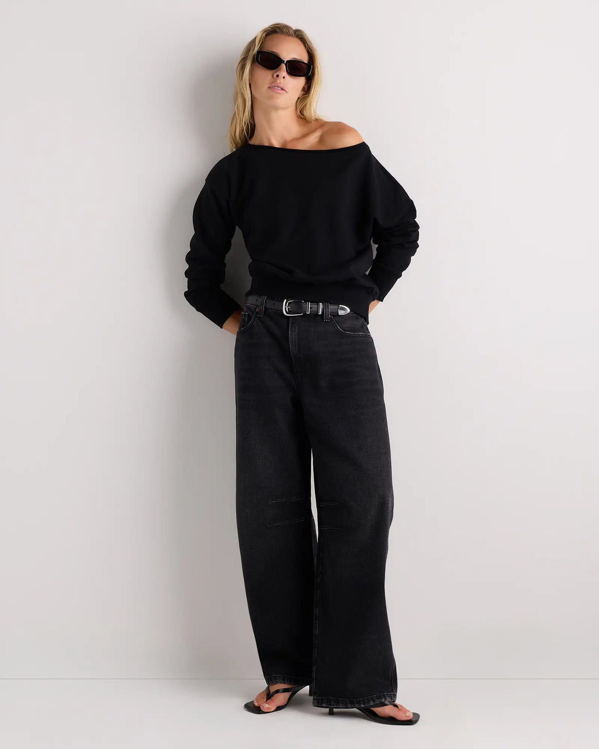 Organic French Terry Off-Shoulder Sweatshirt - US 2723