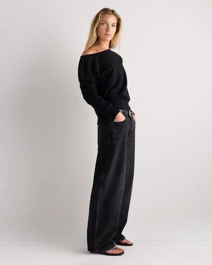 Organic French Terry Off-Shoulder Sweatshirt - US 2723