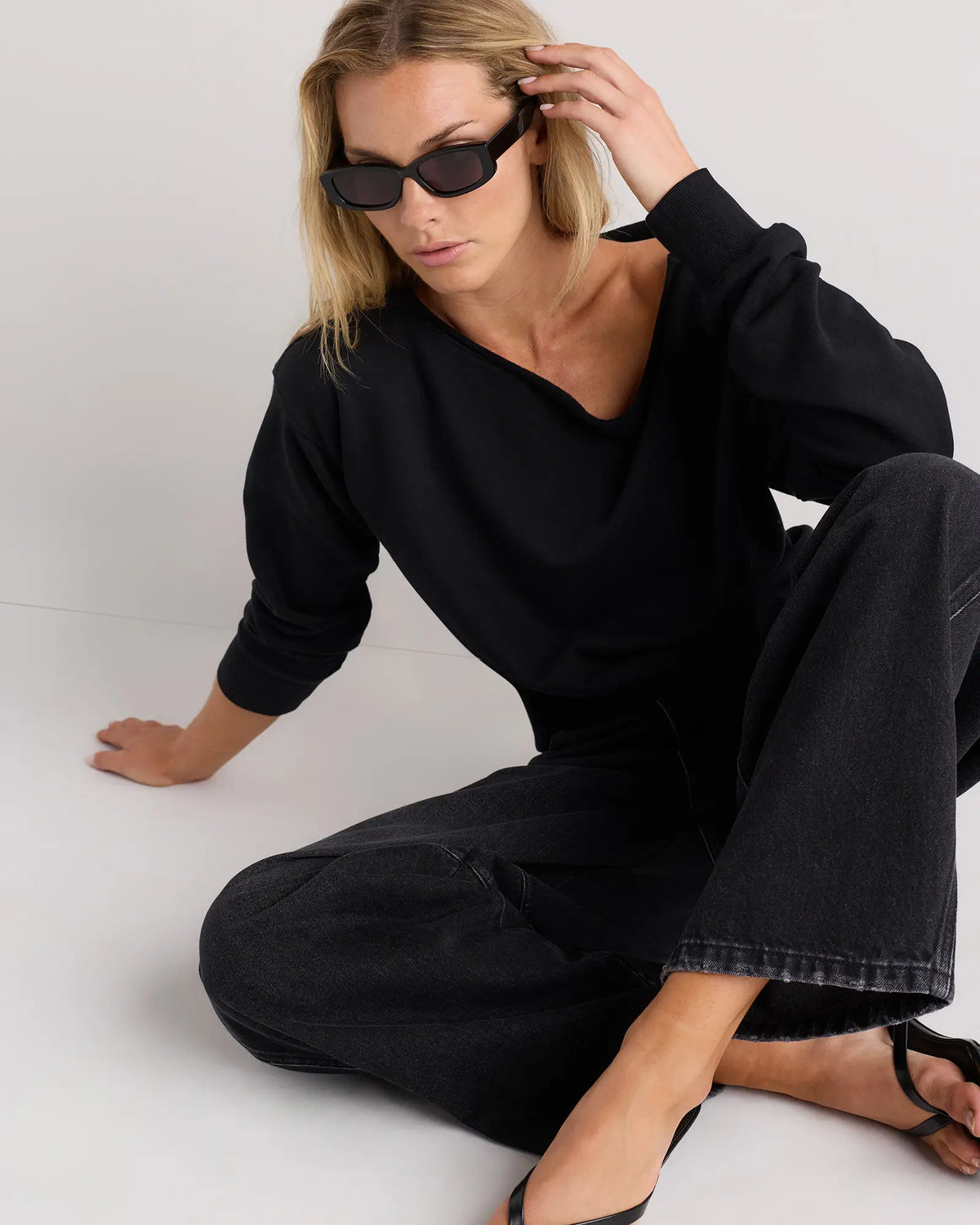 Organic French Terry Off-Shoulder Sweatshirt - US 2723
