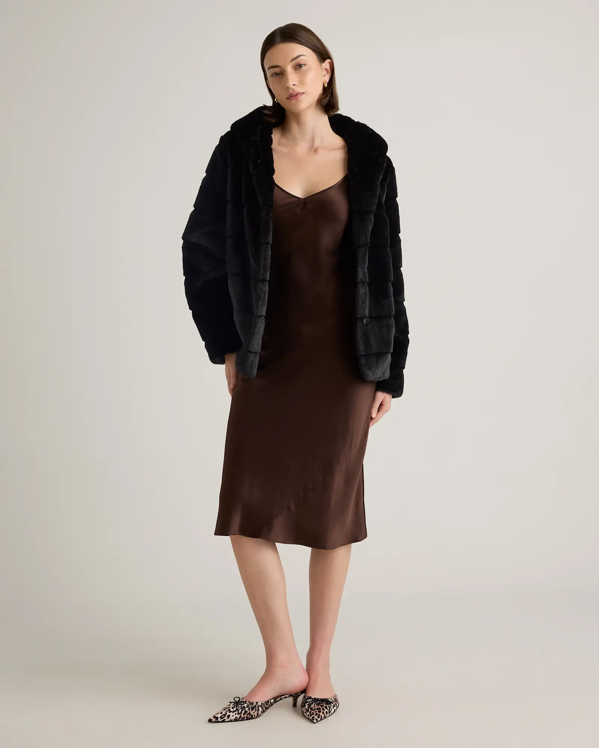 Hooded Faux Fur Jacket - US 8225