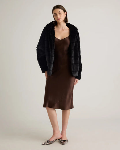 Hooded Faux Fur Jacket - US 8225