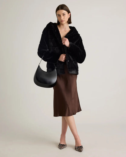 Hooded Faux Fur Jacket - US 8225