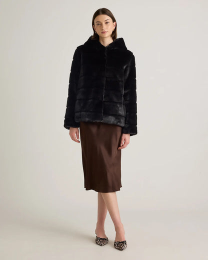 Hooded Faux Fur Jacket - US 8225