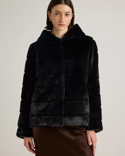 Hooded Faux Fur Jacket - US 8225