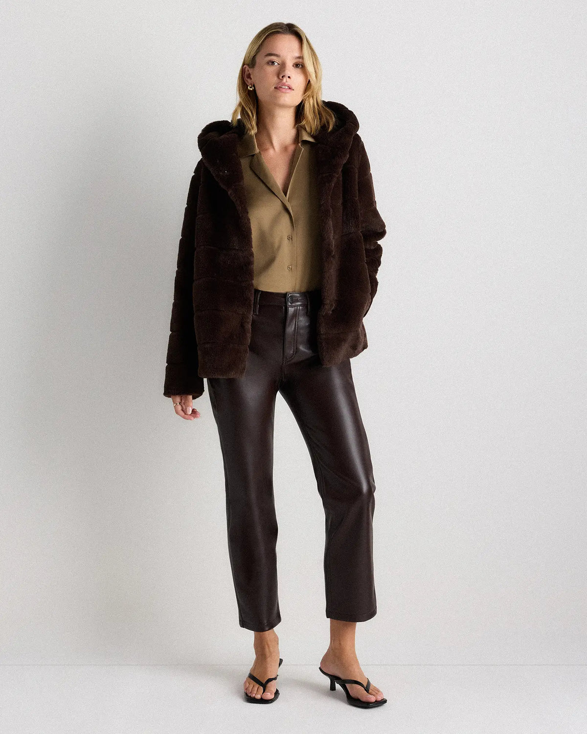 Hooded Faux Fur Jacket - US 5864