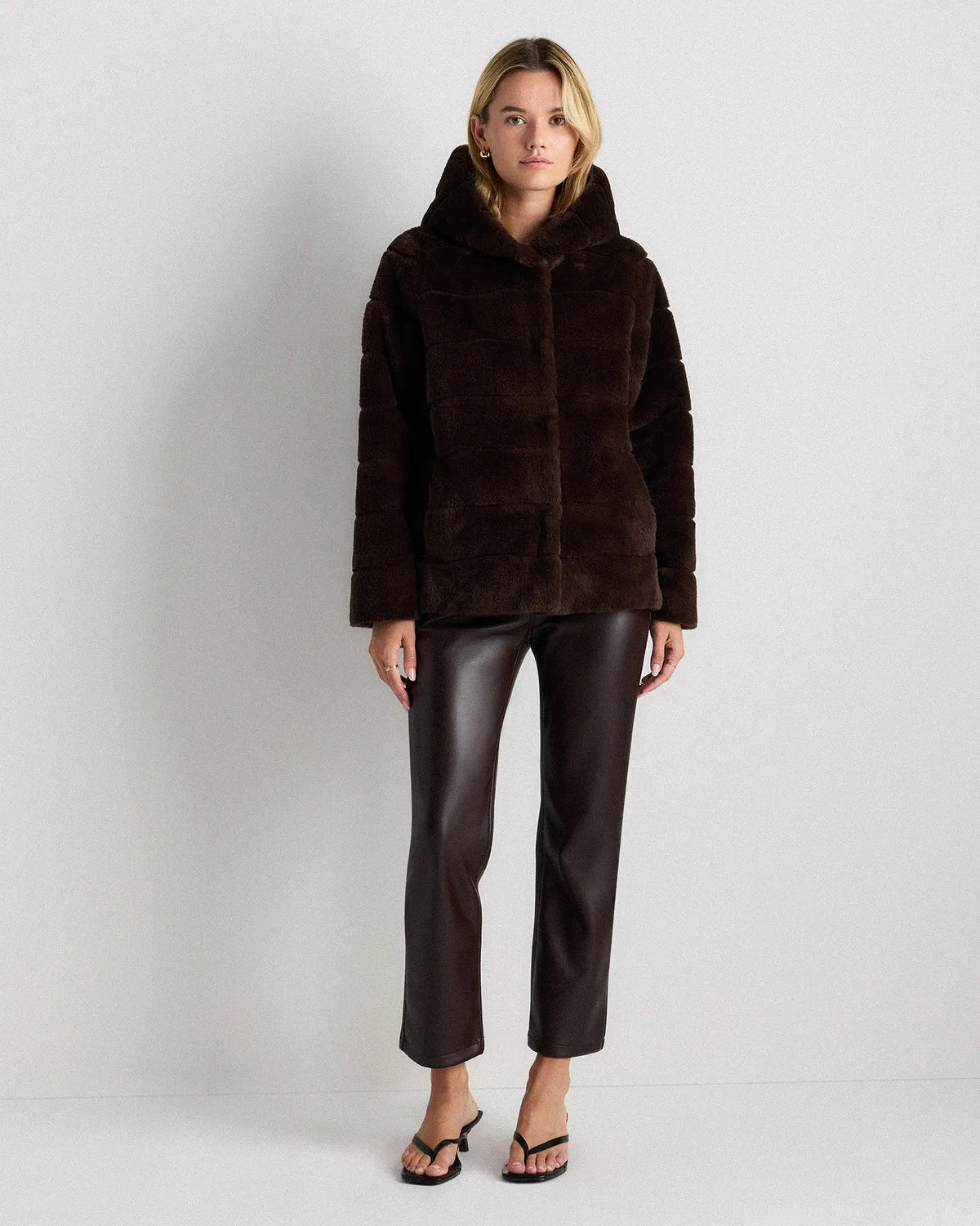Hooded Faux Fur Jacket - US 5864