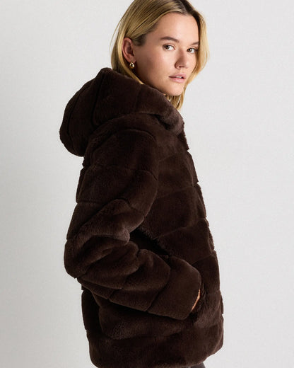 Hooded Faux Fur Jacket - US 5864