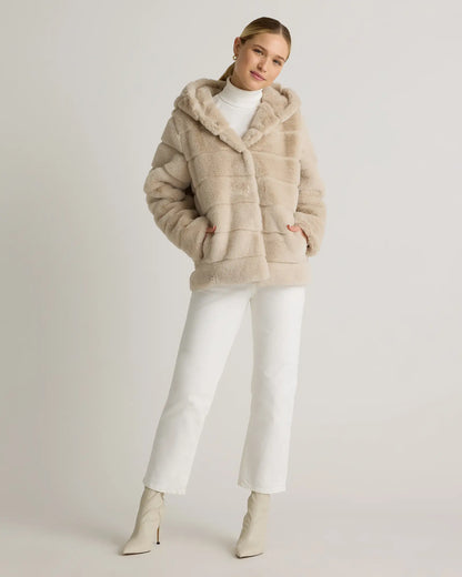 Hooded Faux Fur Jacket - US 7611