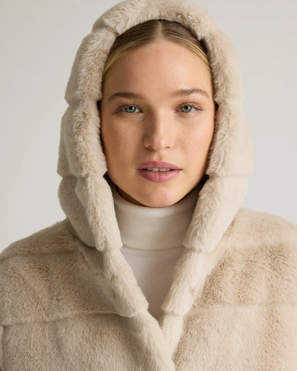Hooded Faux Fur Jacket - US 7611