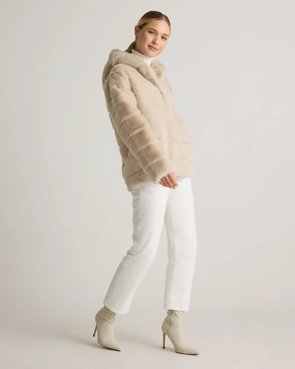 Hooded Faux Fur Jacket - US 7611