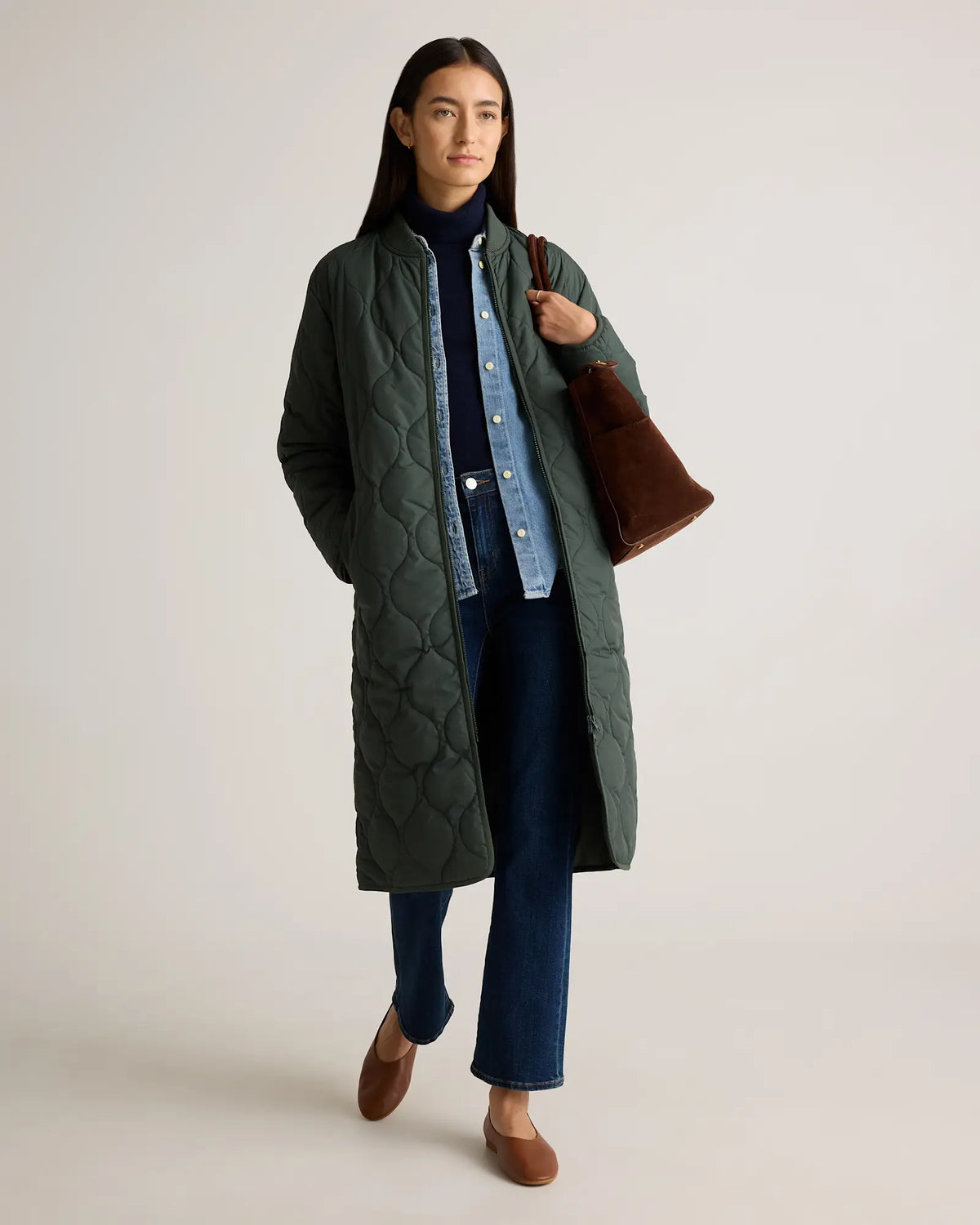Featherless Quilted Puffer Long Coat - US 7366