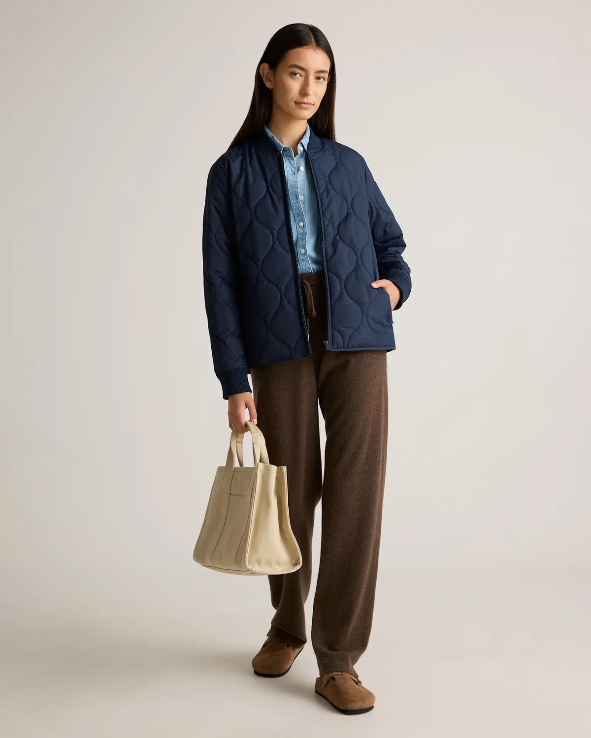 Featherless Quilted Puffer Bomber Jacket - US 7454