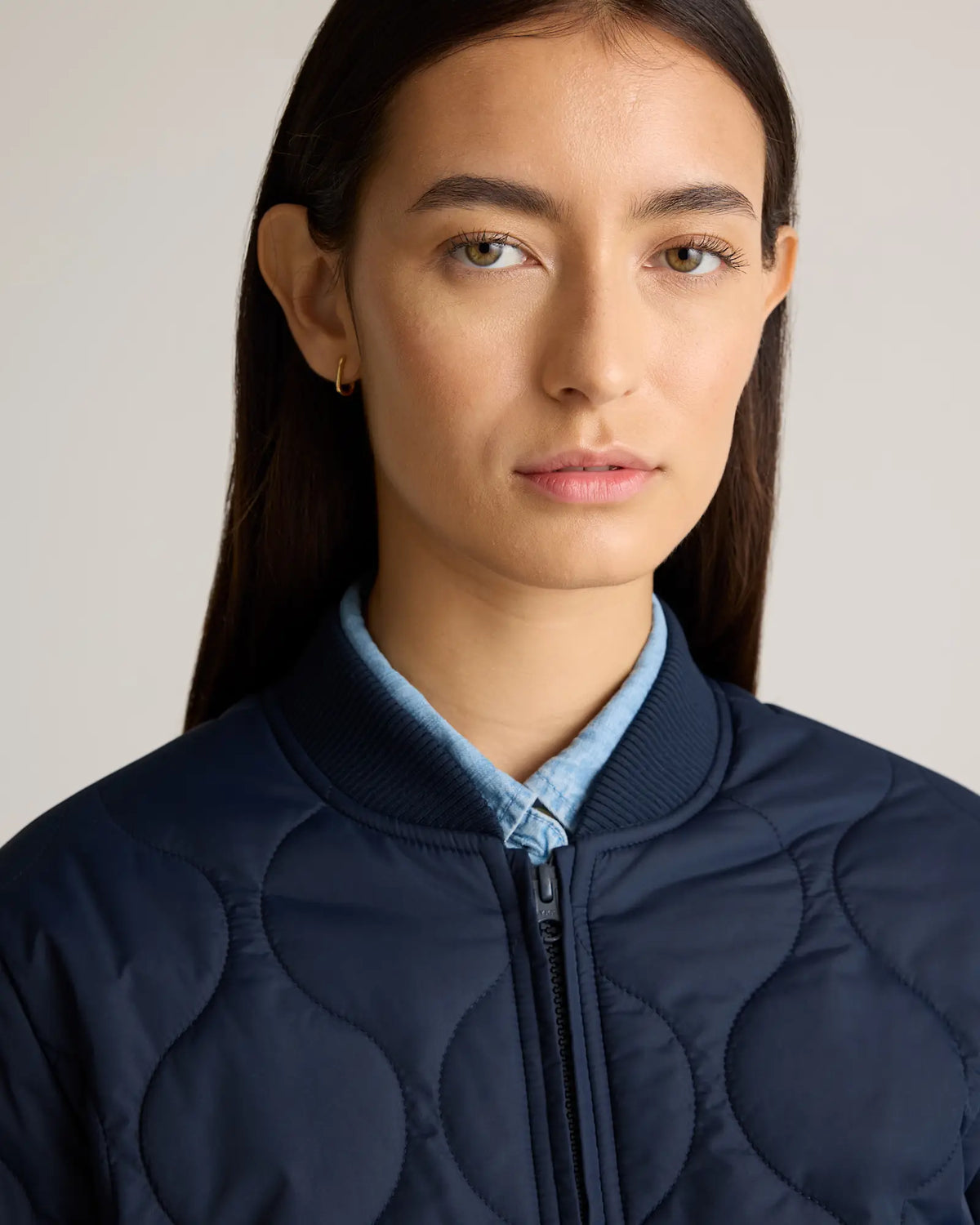 Featherless Quilted Puffer Bomber Jacket - US 7454