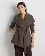 Double-Faced Merino Wool Draped Collar Short Wrap Coat - US 2255