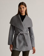 Double-Faced Merino Wool Draped Collar Short Wrap Coat - US 6819