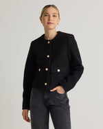 100% Merino Wool Collarless Cropped Jacket - US 4774