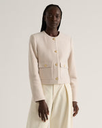 100% Merino Wool Collarless Cropped Jacket - US 8977