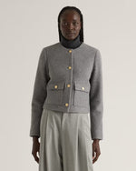 100% Merino Wool Collarless Cropped Jacket - US 9341