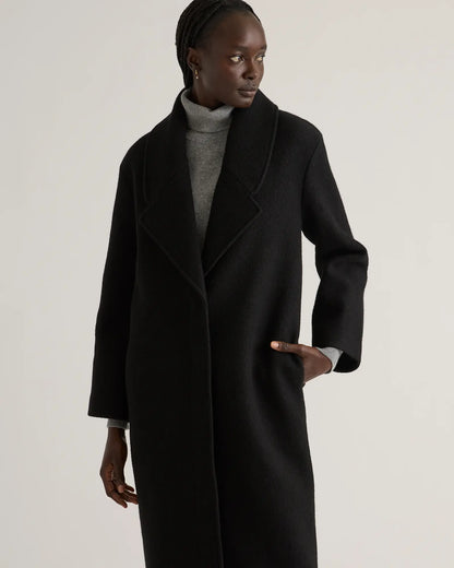 100% Merino Wool Shawl Collar Long Coat - US 4051