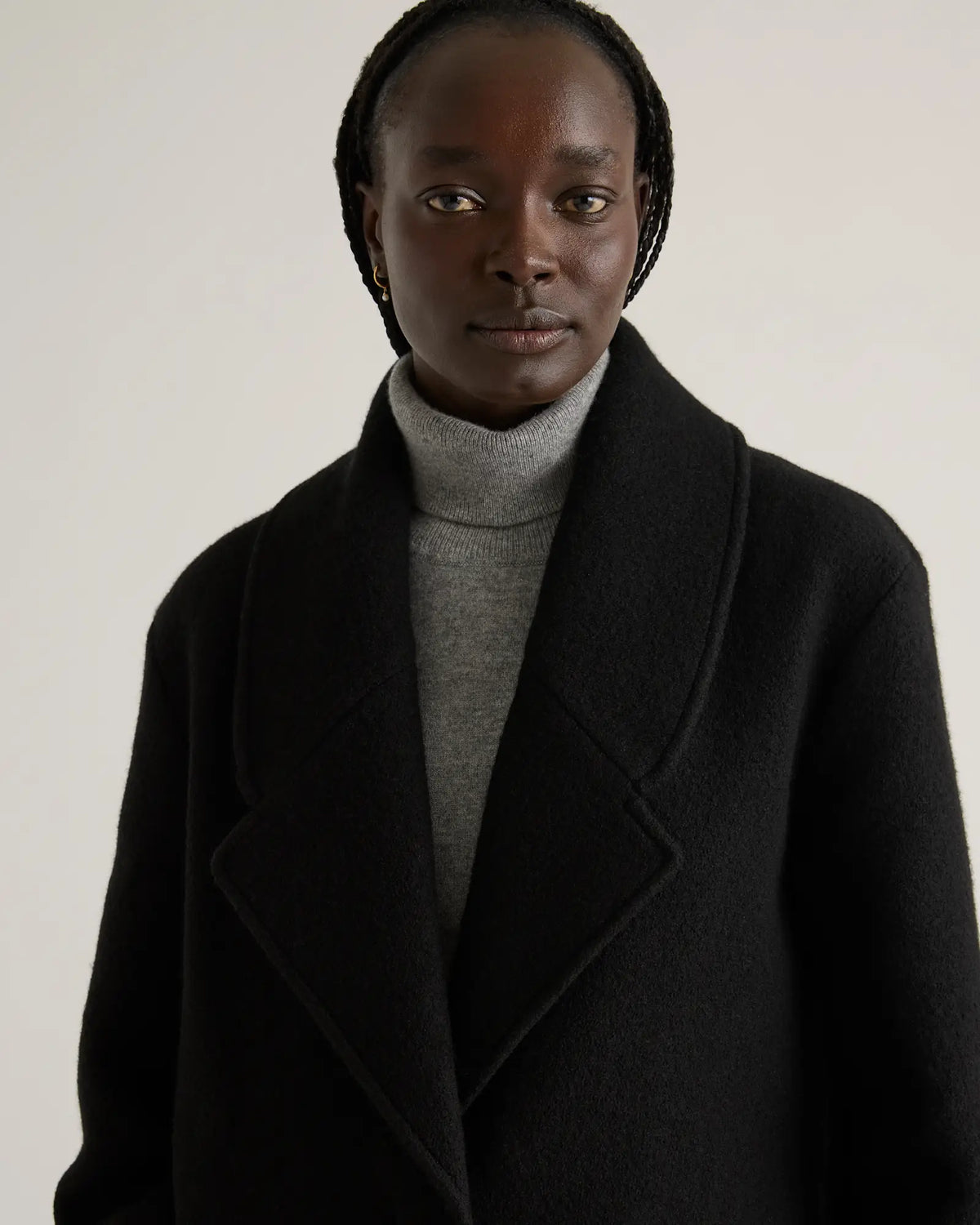 100% Merino Wool Shawl Collar Long Coat - US 4051