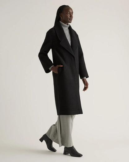 100% Merino Wool Shawl Collar Long Coat - US 4051