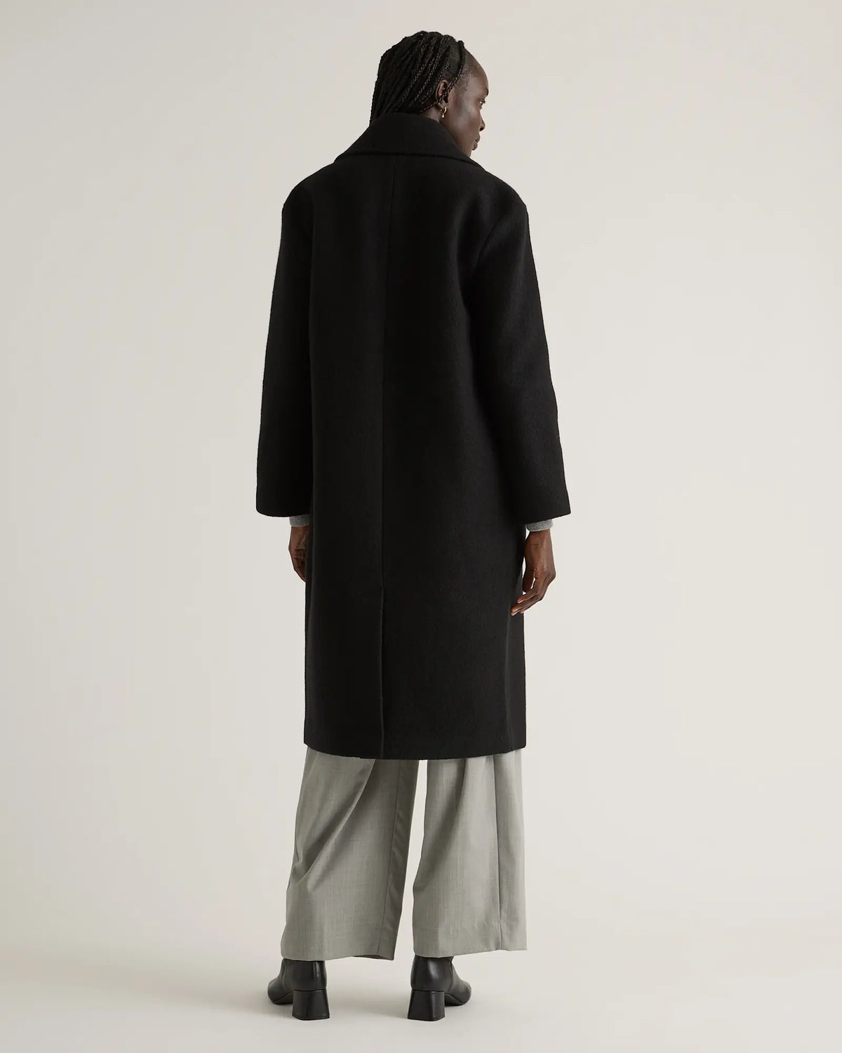100% Merino Wool Shawl Collar Long Coat - US 4051