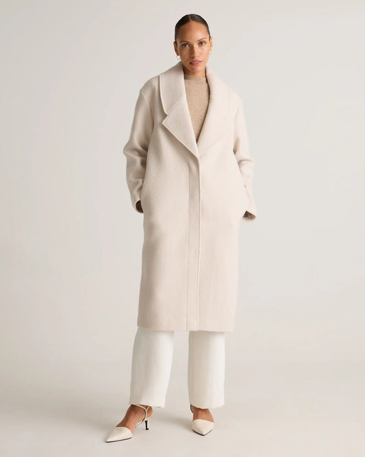 100% Merino Wool Shawl Collar Long Coat - US 8154