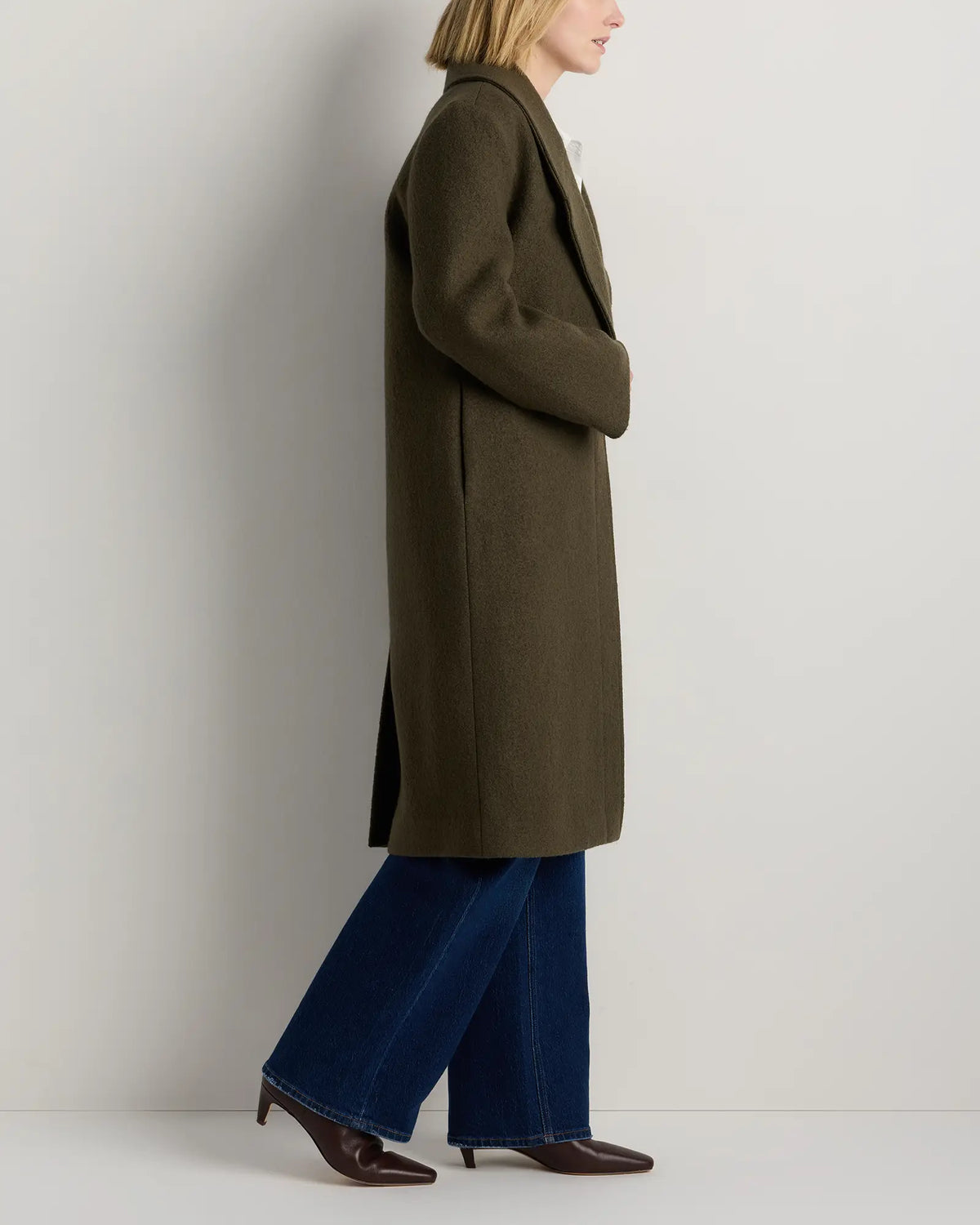 100% Merino Wool Shawl Collar Long Coat - US 1165