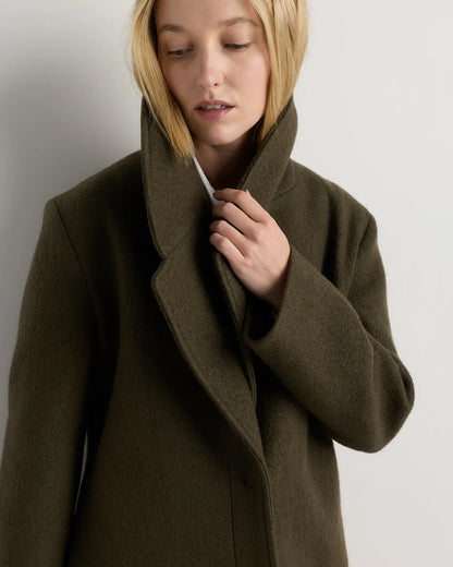 100% Merino Wool Shawl Collar Long Coat - US 1165