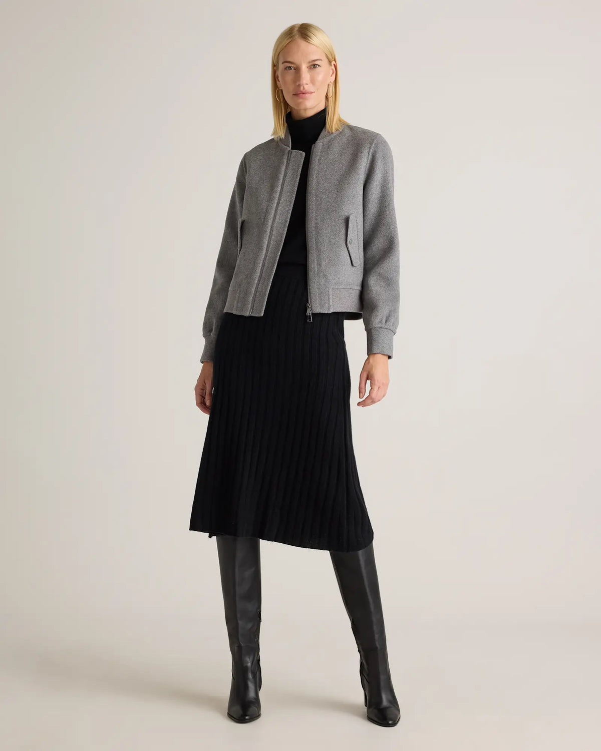 Double-Faced Merino Wool Bomber Jacket - US 9592