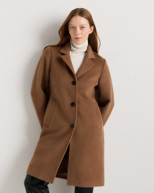 Camel Hair Single-Breasted Midi Coat - US 4172