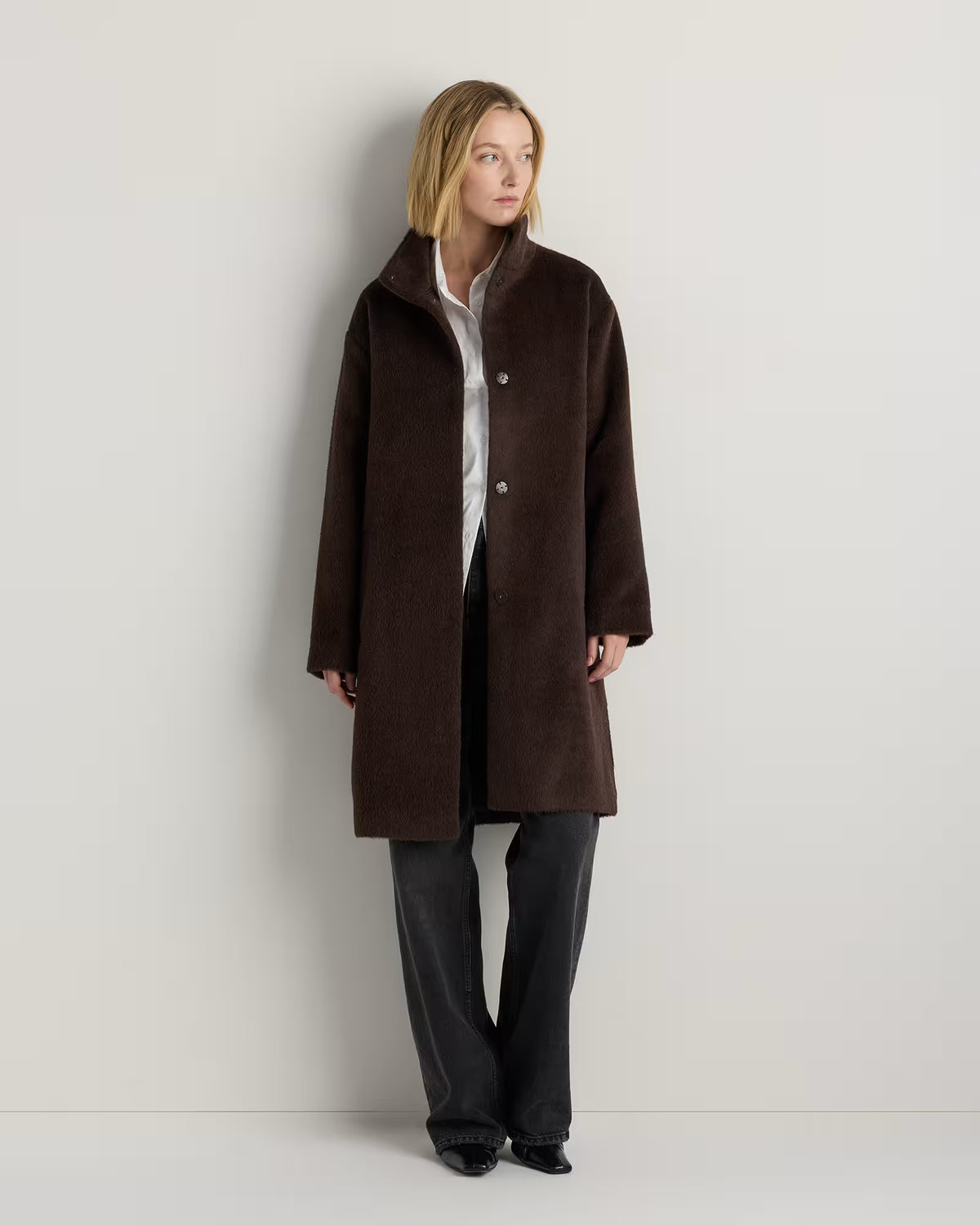 Alpaca-Wool Stand Collar Coat - US 3247