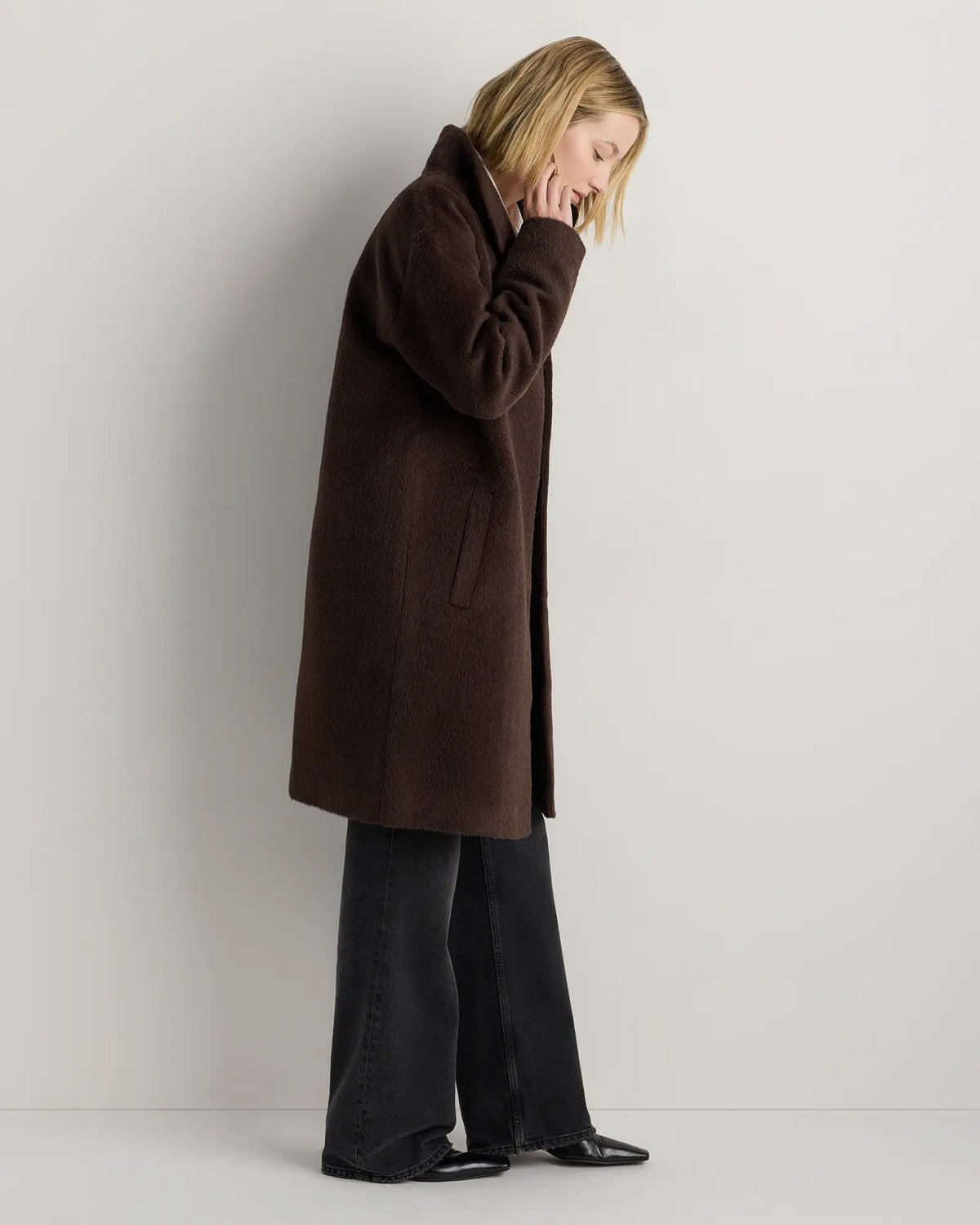 Alpaca-Wool Stand Collar Coat - US 3247