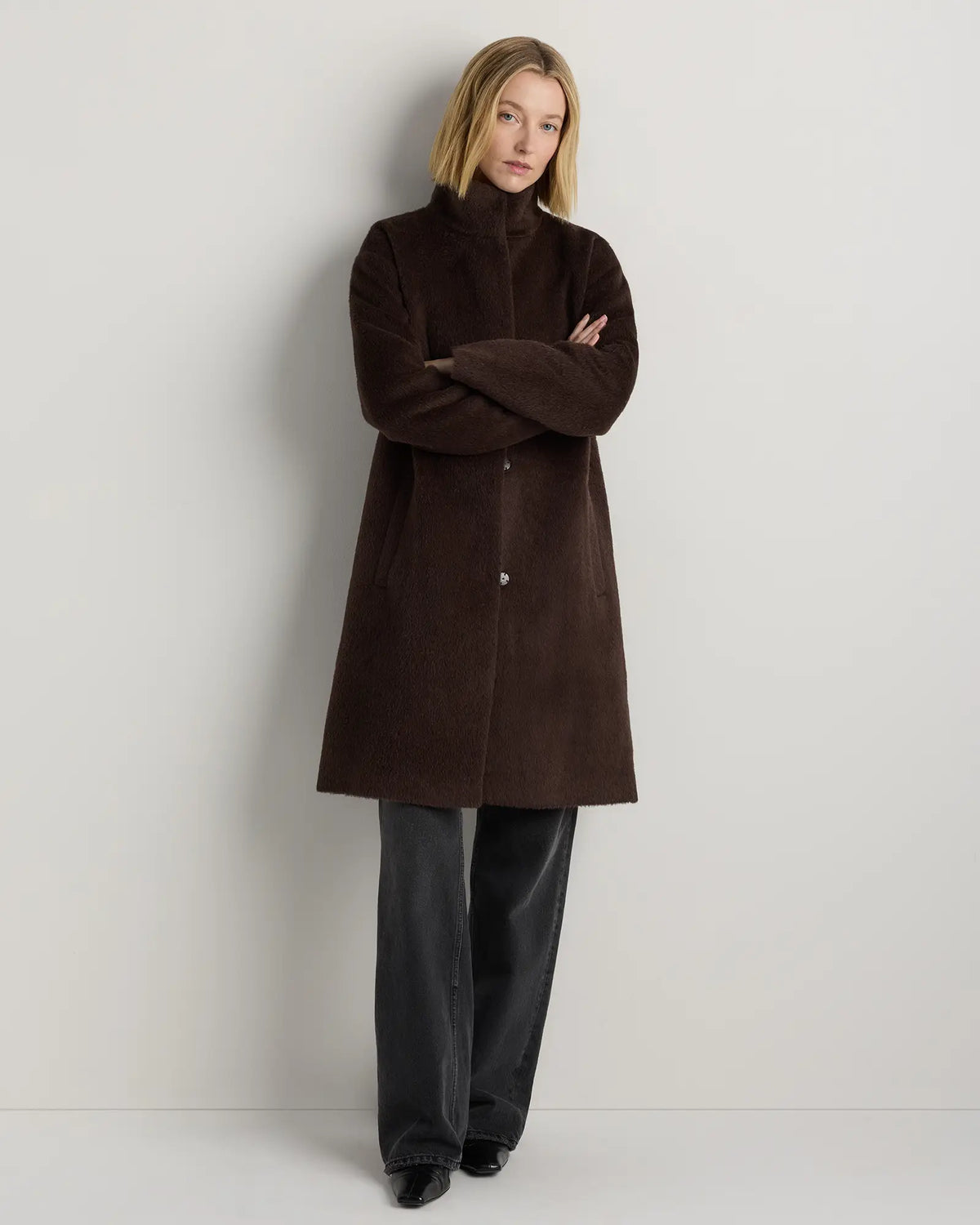 Alpaca-Wool Stand Collar Coat - US 3247
