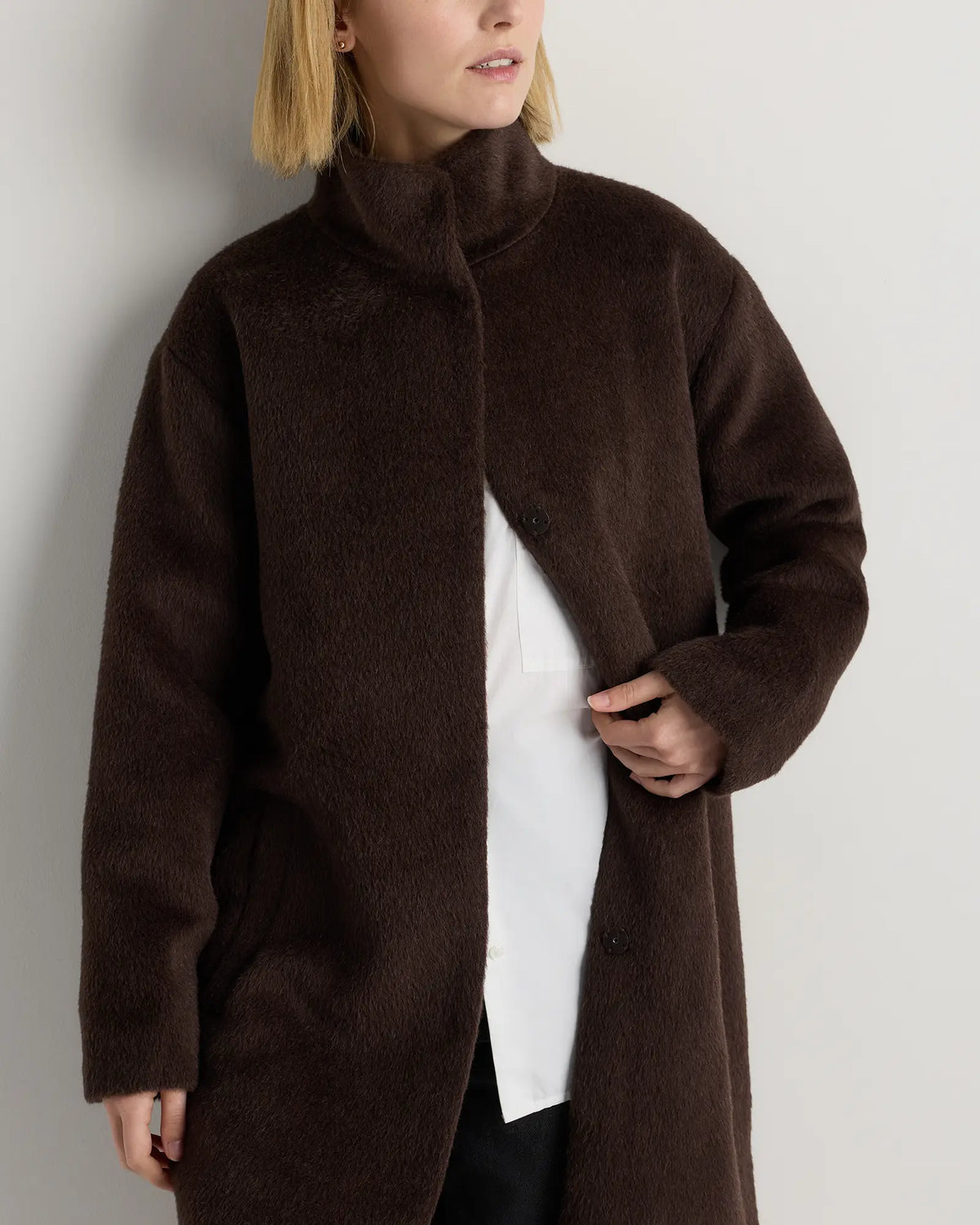 Alpaca-Wool Stand Collar Coat - US 3247
