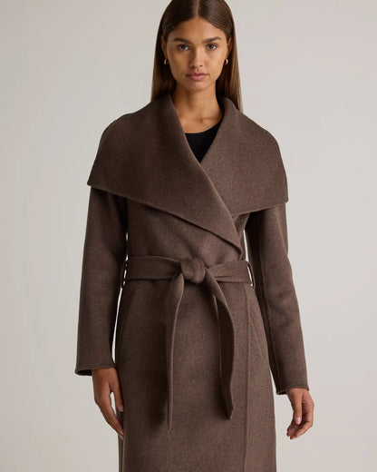 Double-Faced Merino Wool Draped Collar Wrap Coat - US 9966