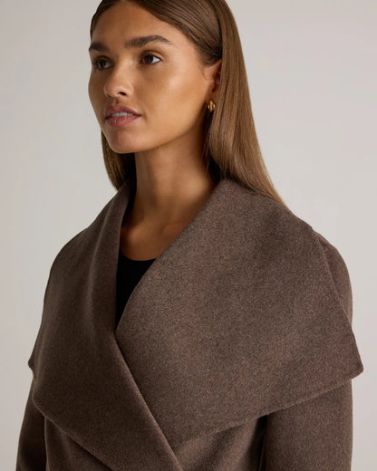 Double-Faced Merino Wool Draped Collar Wrap Coat - US 9966