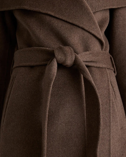 Double-Faced Merino Wool Draped Collar Wrap Coat - US 9966