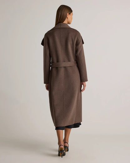 Double-Faced Merino Wool Draped Collar Wrap Coat - US 9966