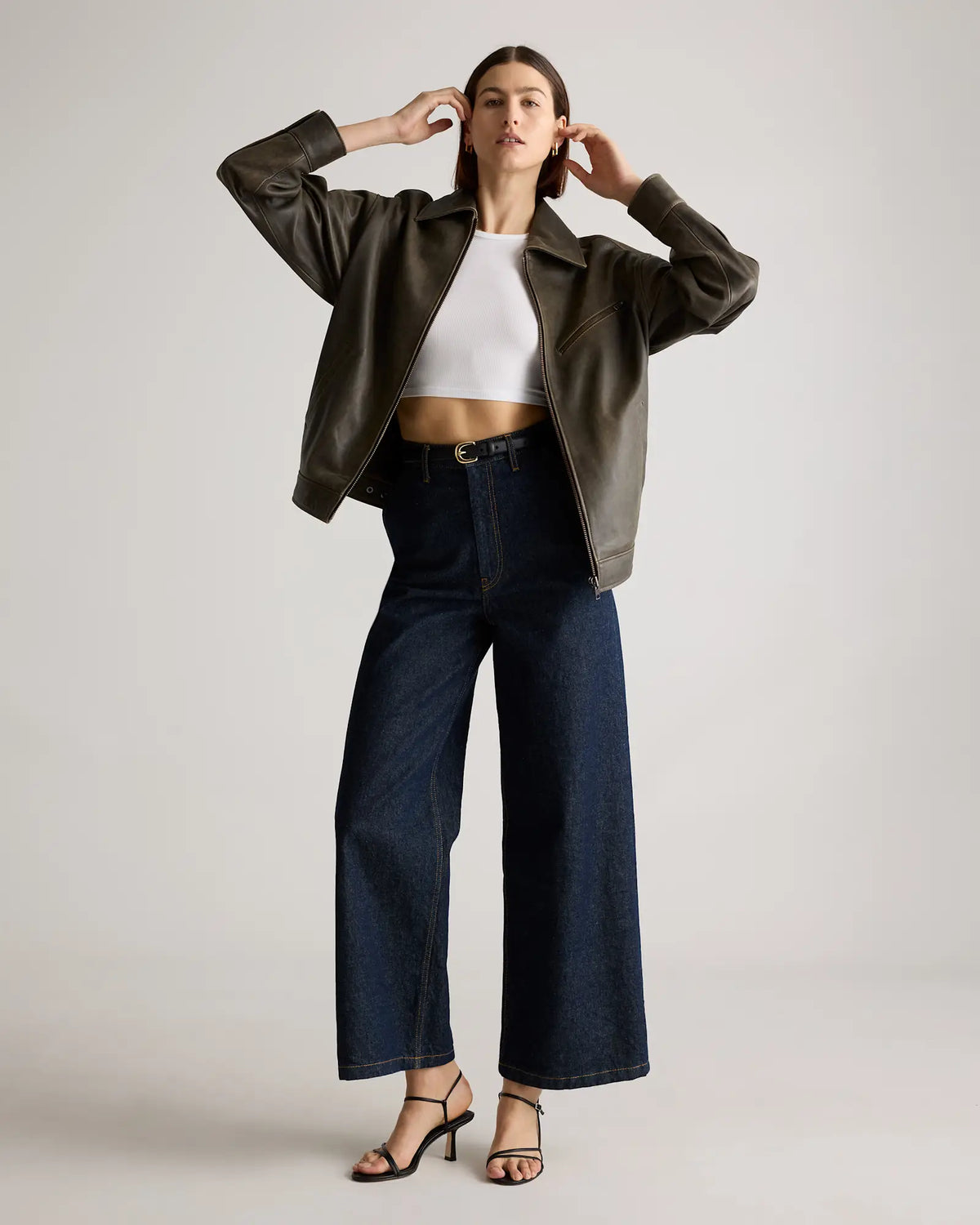 100% Leather Oversized Bomber Jacket - US 8773