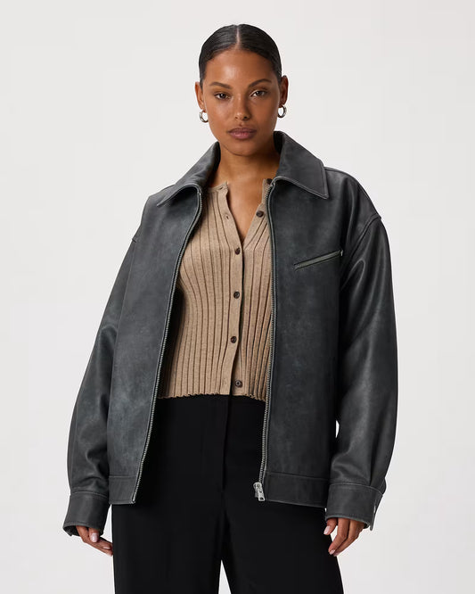 100% Leather Oversized Bomber Jacket - US 5453