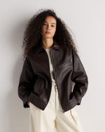 100% Leather Oversized Bomber Jacket - US 0276