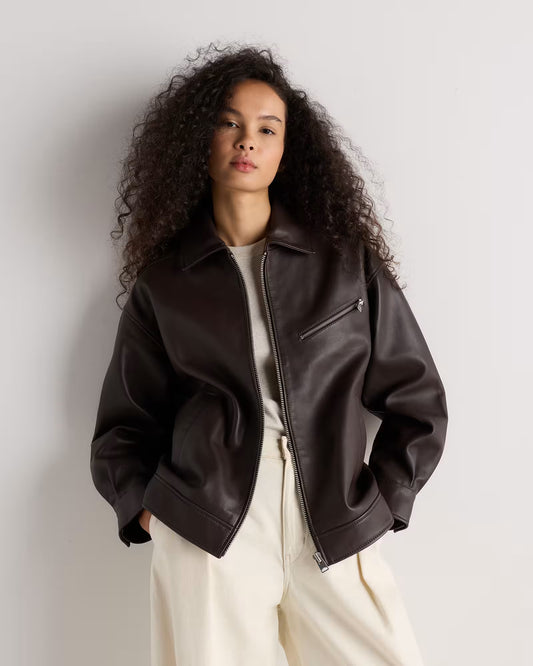 100% Leather Oversized Bomber Jacket - US 0276