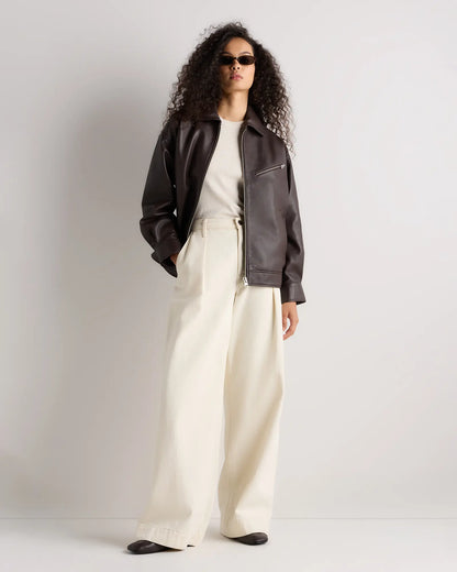 100% Leather Oversized Bomber Jacket - US 0276
