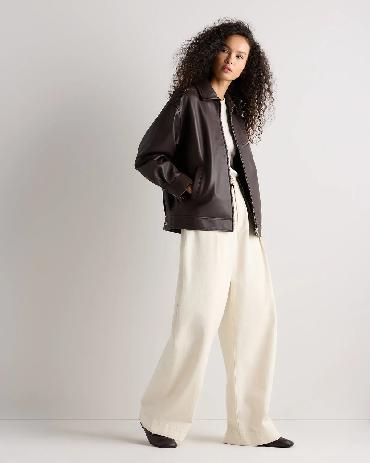 100% Leather Oversized Bomber Jacket - US 0276