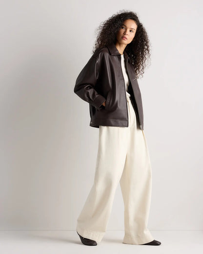 100% Leather Oversized Bomber Jacket - US 0276